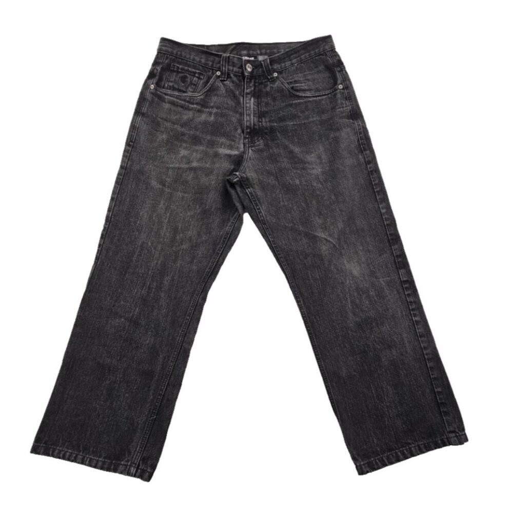 Rocawear Jeans Men's 36x28 Black Wide Leg Relaxed Fit 100%‎ Cotton Embroidered